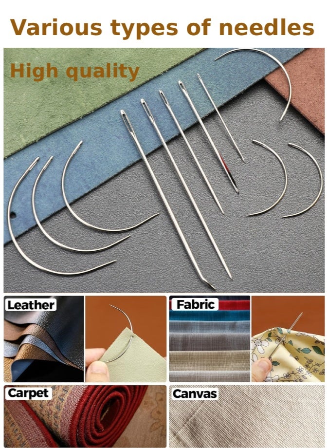 فَرَحُوم طقم خياطة الجلد اليدوي القوي – مجموعة أدوات خياطة الجلد مع خيوط مشمعة وخيوط تنجيد، إبر خياطة الجلد وأدوات إصلاح الجلد للأحذية، الحقائب، الأرائك، مقاعد السيارات، الثوب والعباءة، DIY إصلاحات - Image 5