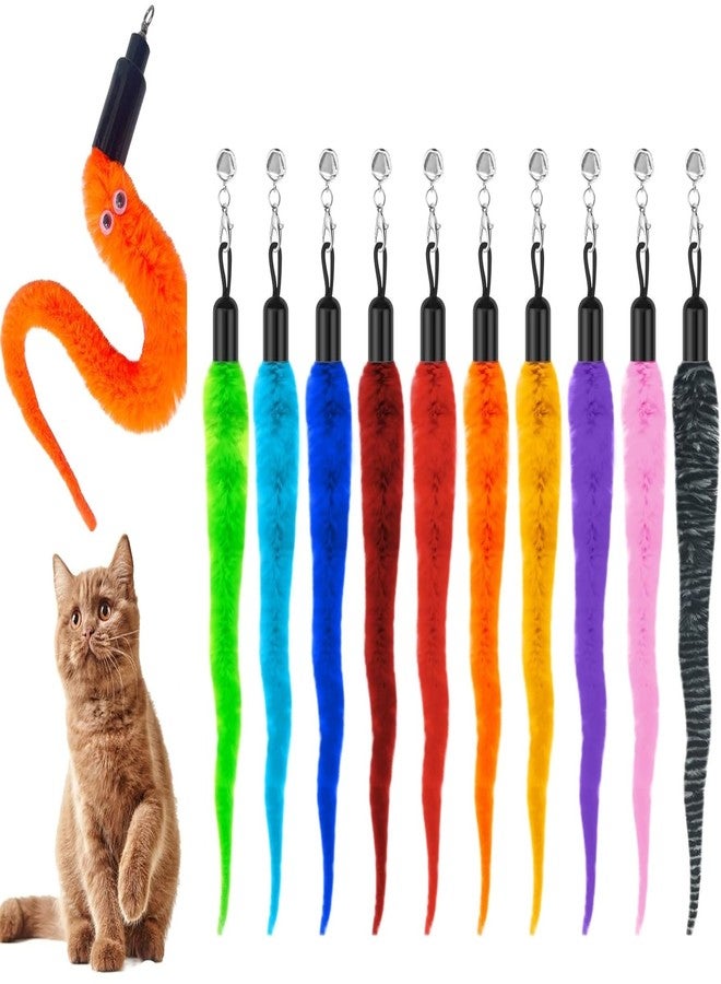 DPWOUM 10PCS Cat Worm Toy, Cat Wand Attachment Fuzzy Worm Toys Refill Interactive Cats Kittens Toys for Indoor - Image 1