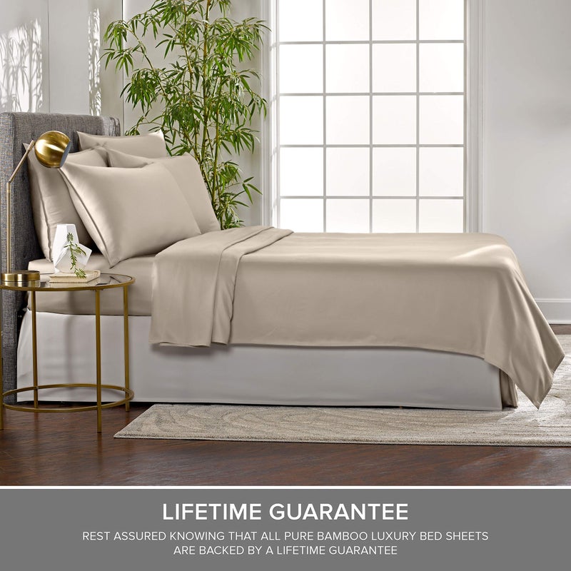 Pure Bamboo Twin XL Sheets by Pure Bamboo  Genuine 100% Organic Viscose Derived from Bamboo Bed Sheet Set  Luxuriously Soft & Cooling  Double Stitching  Lifetime Quality Promise (Twin XL  Sand)  - Image 4