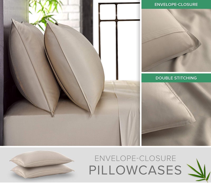 Pure Bamboo Twin XL Sheets by Pure Bamboo  Genuine 100% Organic Viscose Derived from Bamboo Bed Sheet Set  Luxuriously Soft & Cooling  Double Stitching  Lifetime Quality Promise (Twin XL  Sand)  - Image 3