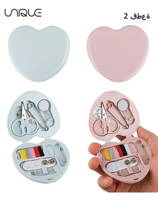 Sewing Kit, 2pcs Mini Sewing Kit for Travel Essentials, Portable DIY Emergency Sewing Repair Supplies Heart Shaped Sewing Storage Case with Needles Buttons Wire Pins Thread Scissors (Blue, Pink) - pzsku/Z41D6CF3E21F63EFFC625Z/45/_/1712986774/33e974f3-26dd-4fe3-9ece-d4b08589d6de