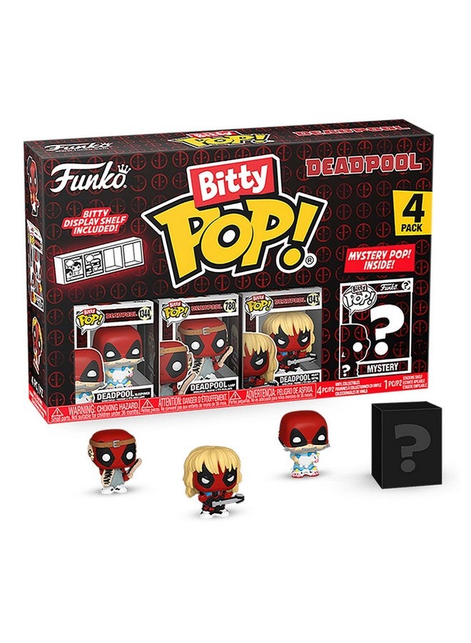 Funko Bitty POP! Deadpool - Sleepover, 4-Pack and A Surprise Mystery Mini Figure - 0.9 Inch (2.2 Cm) Collectable - Stackable Display Shelf Included - Gift Idea - Party Bags Stocking - Cake Topper - Image 1