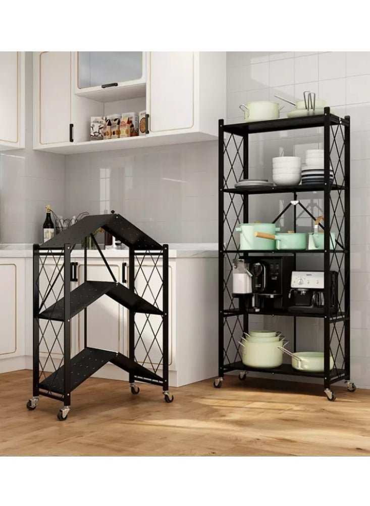Extra - 5-shelf folding storage cart with swivel wheels - Image 1