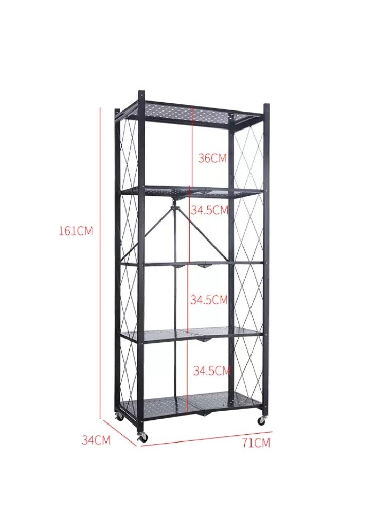 Extra - 5-shelf folding storage cart with swivel wheels - Image 1