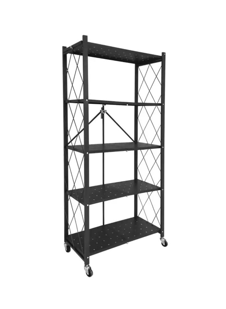 Extra - 5-shelf folding storage cart with swivel wheels - Image 1
