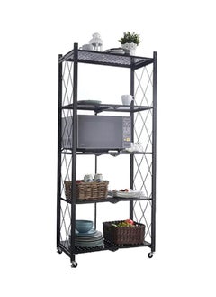 Extra 5-shelf folding storage cart with swivel wheels  - Image 2