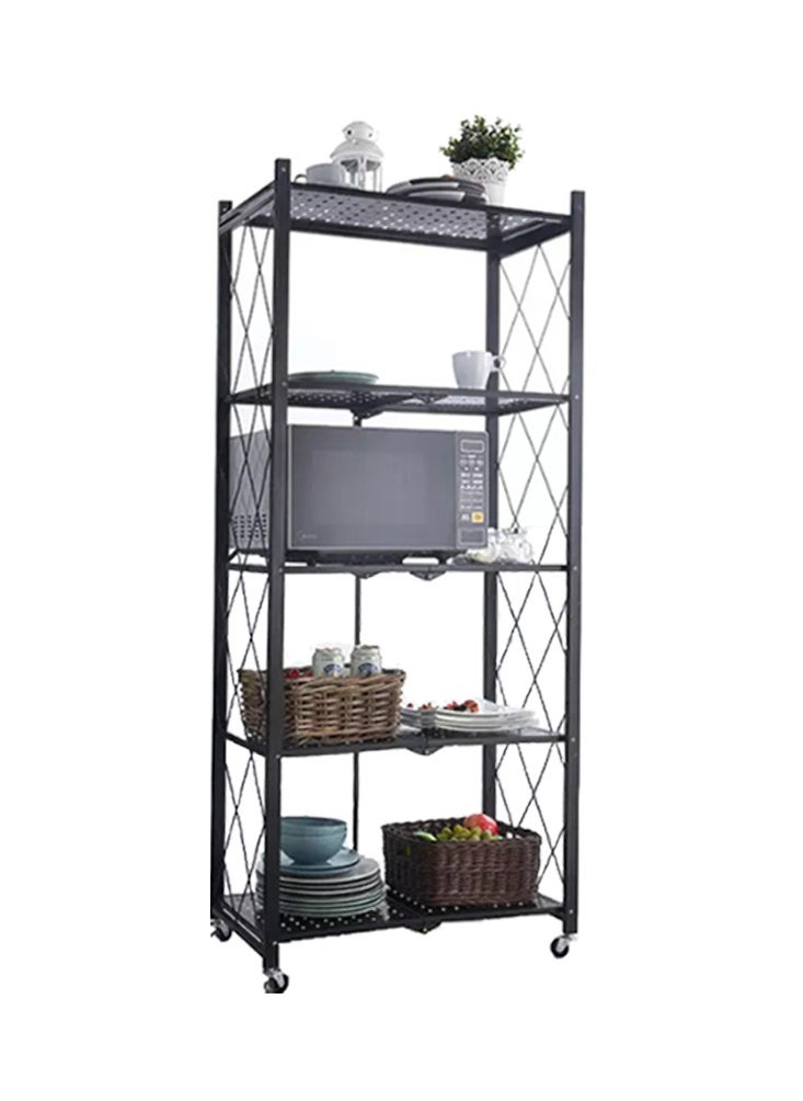 Extra - 5-shelf folding storage cart with swivel wheels - Image 1