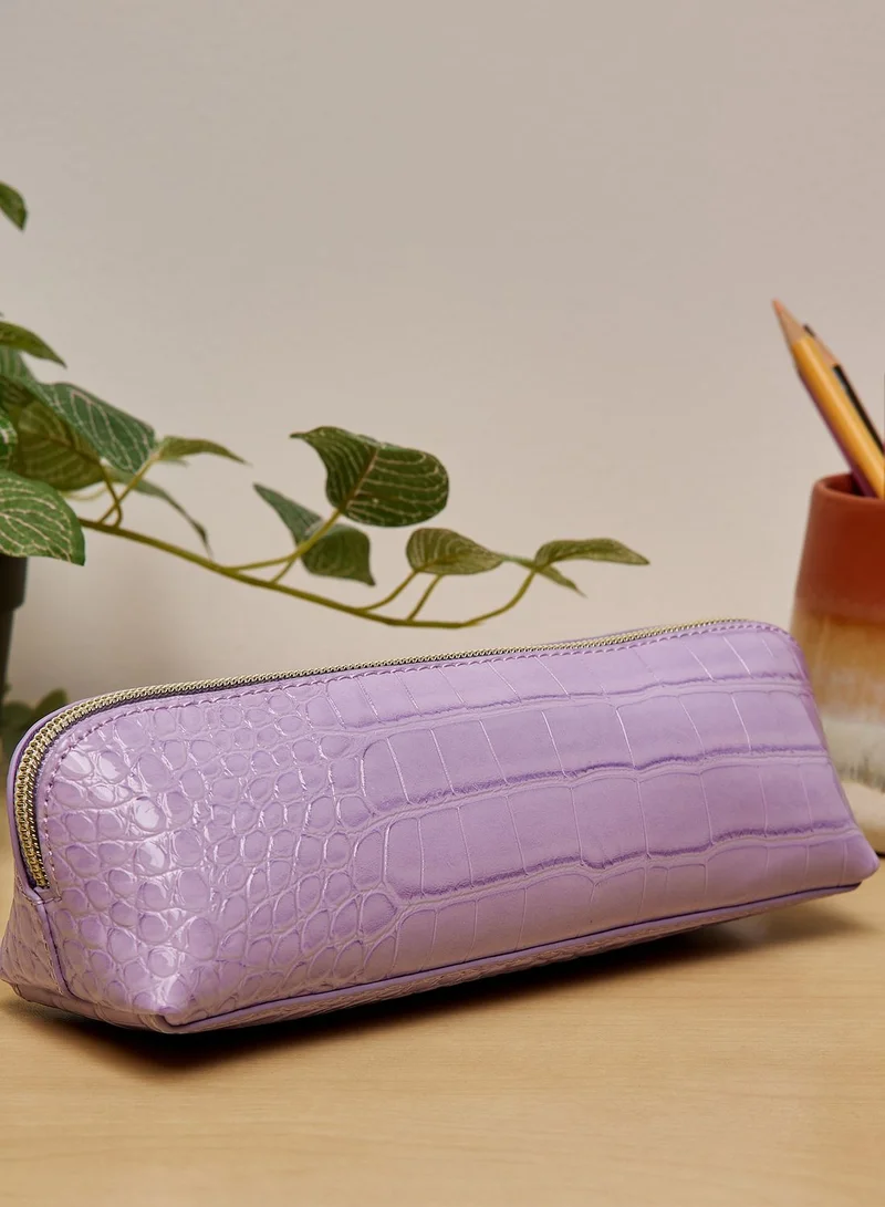 Ted Baker Purple Croc Pencil Case Stylish Design