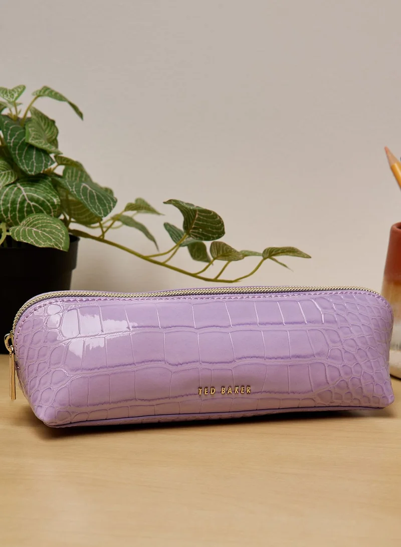Ted Baker Purple Croc Pencil Case Stylish Design