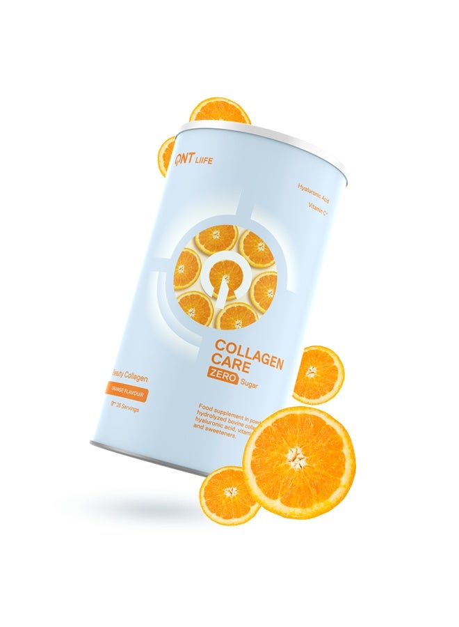 QNT COLLAGEN CARE Powder | 390g | Orange Flavour, Hydrolysed Collagen, Vit C & Hyaluronic Acid - Image 1