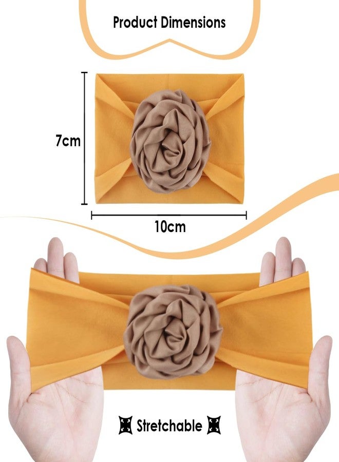 SYGA PACK OF 3 Baby Headbands Soft Nylon Fancy Flower Strechable Hairbands Newborn Infant Toddlers Kids 0-3 Year (Red-White-Yellow) - Image 3