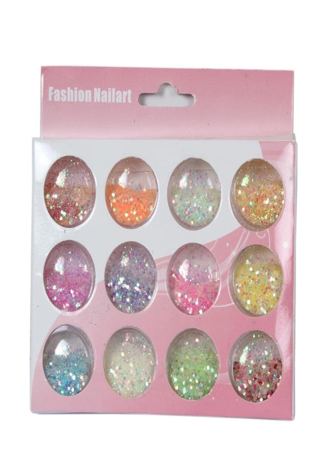 Ritzkart 12 Box Nail Art Glitter Makeup Cosmetic Paillette Colorful Ultra-Thin Tips Iridescent Mixed Multicolor - Image 1