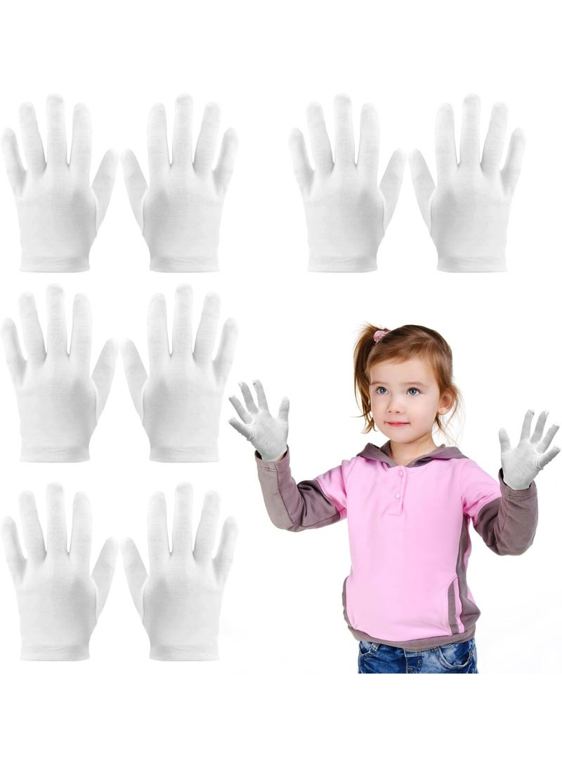 SYOSI White Kids Gloves, Cotton Moisturizing Hand Care, Reusable Night Glove for Dry Skin, Eczema Relief, Overnight Treatment, Soft Breathable Sleeping Gloves for Children, Girls, Boys, One Size (4 Pairs) - Image 1