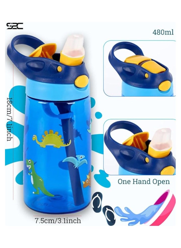 S2C S2C Water Bottle for Kids With Straw & Handle - 16 oz BPA Free Kids Water Bottles, Spill Proof Cups for kids, Easy-Clean, Water Bottle With Straw,Kids Water Bottle For School,toddler water bottle  - Image 2
