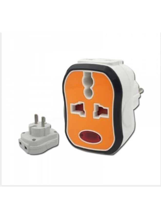 Three-prong plug + 2-outlet power strip.