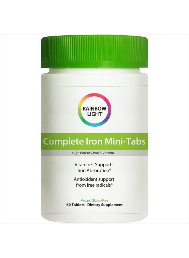 Rainbow Light Complete Iron Mini-Tabs, Gently Encourages Healthy Iron Levels by Promoting Iron Absorption with Ferractiv Iron, Vitamin C and Ginger, Vegan, Gluten-Free, Non-Constipating, 60 Tablets - Image 1