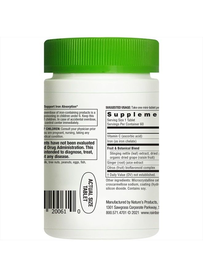 Rainbow Light Complete Iron Mini-Tabs, Gently Encourages Healthy Iron Levels by Promoting Iron Absorption with Ferractiv Iron, Vitamin C and Ginger, Vegan, Gluten-Free, Non-Constipating, 60 Tablets - Image 4