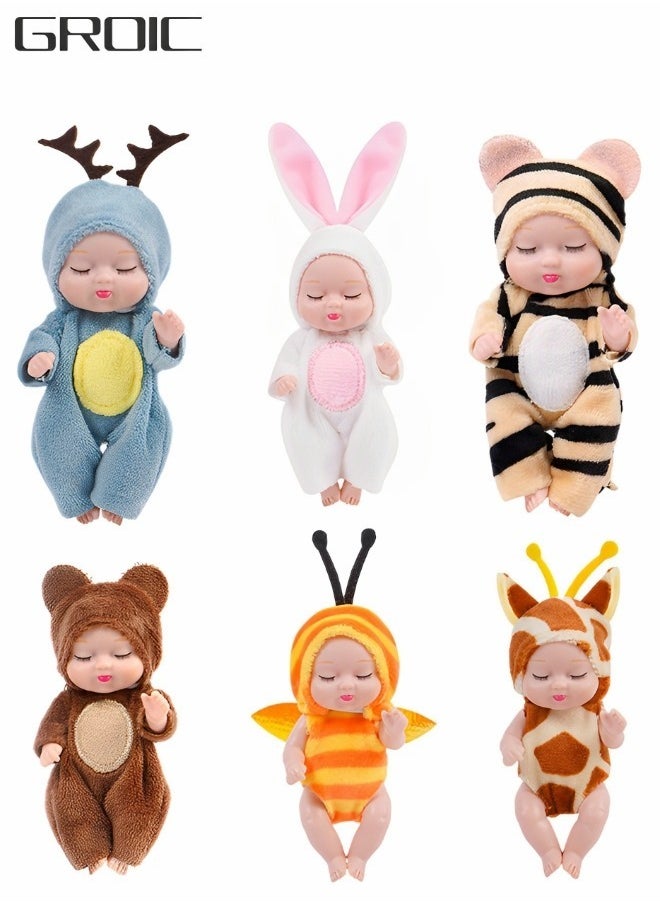 GROIC - 6Pcs Reborn Baby Dolls，Mini Baby Soft Skin Realistic-Newborn Baby Dolls,Sleeping Dolls with Clothes,Pretend toys for Girls - Image 1