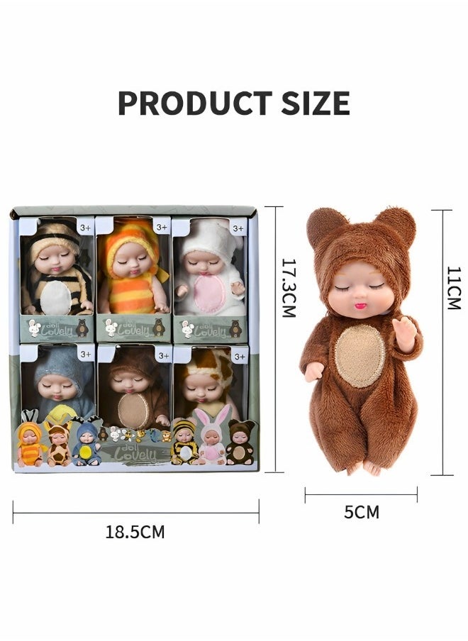GROIC - 6Pcs Reborn Baby Dolls，Mini Baby Soft Skin Realistic-Newborn Baby Dolls,Sleeping Dolls with Clothes,Pretend toys for Girls - Image 1