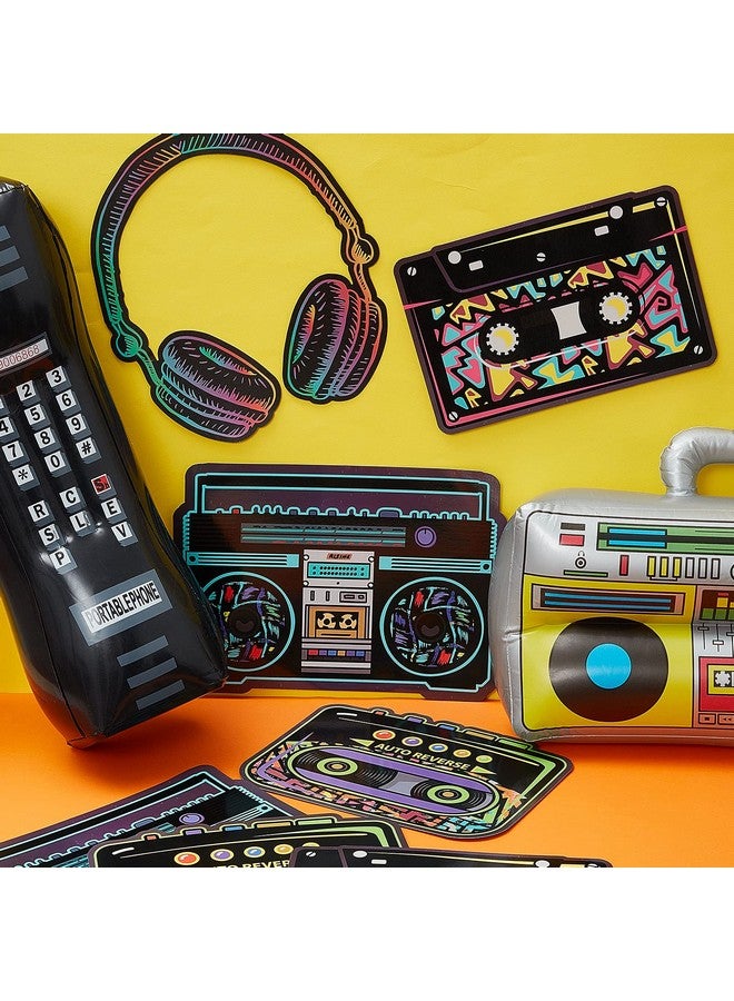 Zhanmai Zhanmai 26 Pieces 80s 90s Party Decorations Inflatable Boombox Radio Mobile Phone Gold Foil Chain Balloons 80s 90s Props Retro Cassette Headphones Player Cutouts for Hip Hop Party Supplies - Image 4