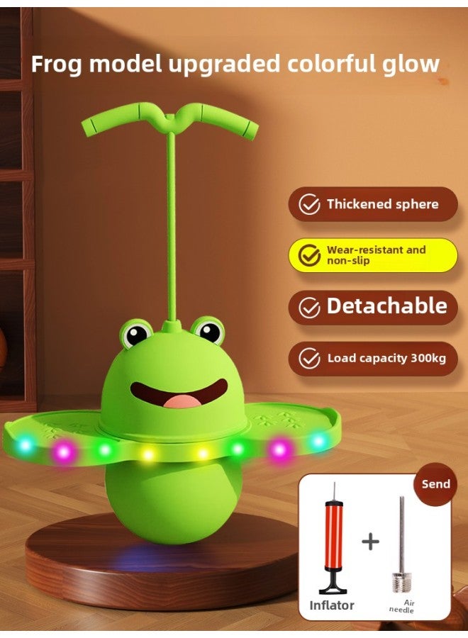 Loquat Luminous Jumping Ball Children's Bouncing Ball Adult Balance Fitness Bouncing Ball Kindergarten Kids Frog Bounce Toy-Color:Upgraded Handle Removable (luminous Frog❤️Green) Load-bearing 290kg Free Ai - Image 1