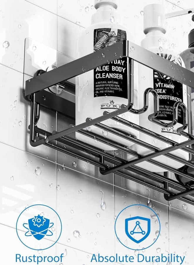 5-Pack Bathroom organizer bathroom shelf, shelf for bathroom, No Drilling Rustproof  Self-Adhesive Shower Shelves for Bathroom Storage, Black  - Image 2