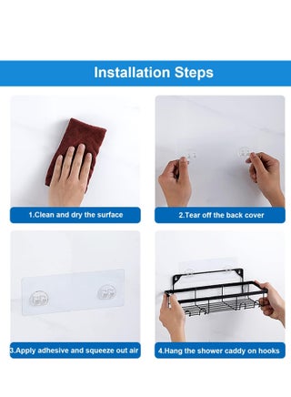 5-Pack Bathroom organizer bathroom shelf, shelf for bathroom, No Drilling Rustproof  Self-Adhesive Shower Shelves for Bathroom Storage, Black - view 5