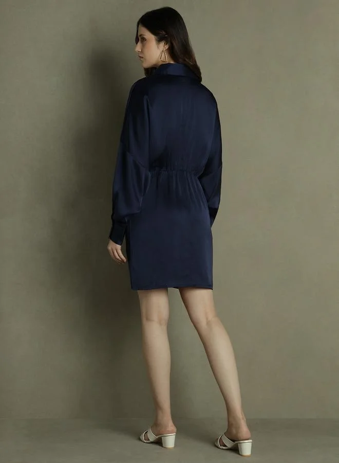 Dennis Lingo Satin Button-Down Dress