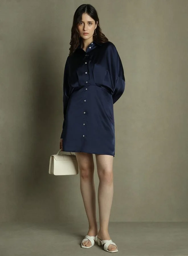 Dennis Lingo Satin Button-Down Dress