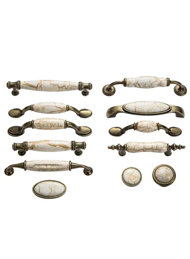 4Pcs Pure Yellow Marble Pattern Cabinet Handles Vintage Single Hole Drawer Pulls With Screws - Image 5