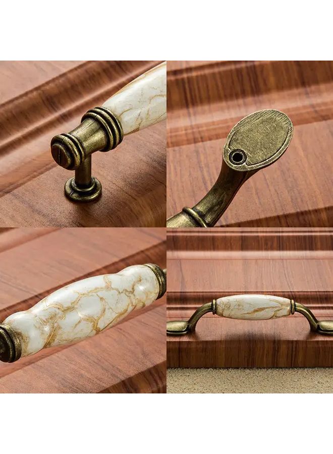 4Pcs Pure Yellow Marble Pattern Cabinet Handles Vintage Single Hole Drawer Pulls With Screws - Image 4