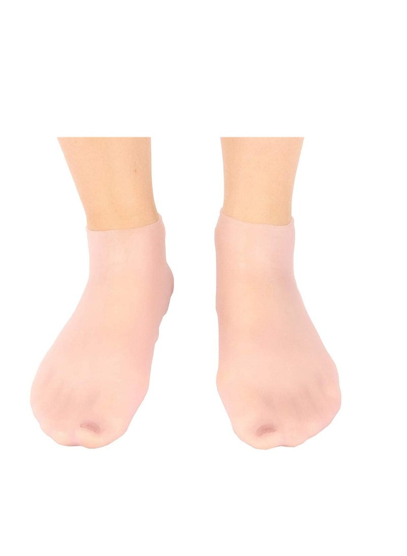 Protective Heel Anti-crack Socks, Silicone Gel Foot Skin Care Socks, Waterproof Beach Socks, Helps Remove Calluses Corns Dry Cracked Foot Skin, Moisturizing Socks, M Pink - Image 1