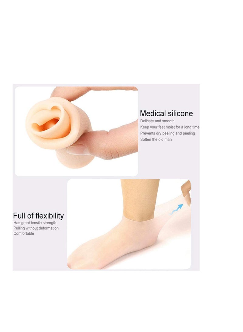 Protective Heel Anti-crack Socks, Silicone Gel Foot Skin Care Socks, Waterproof Beach Socks, Helps Remove Calluses Corns Dry Cracked Foot Skin, Moisturizing Socks, M Pink - Image 5