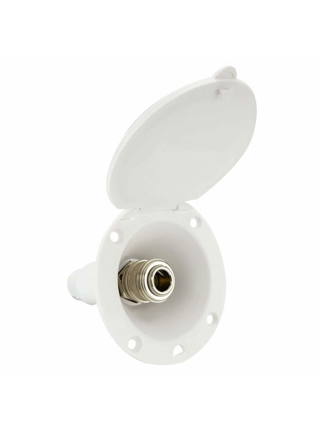 RecPro RV Exterior Spray Port Hook-Up Connector | Optional Hose With Sprayer or Quick Connector | RV Exterior Shower (White, Port Only) - Image 1