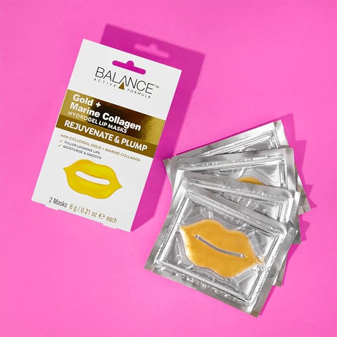 Balance Active Formula Gold Marine Collagen Hydrogel Lip Masks Includes 2 Masks Fuller looking lips Moisturise Smooth Cruelty Free - Image 5