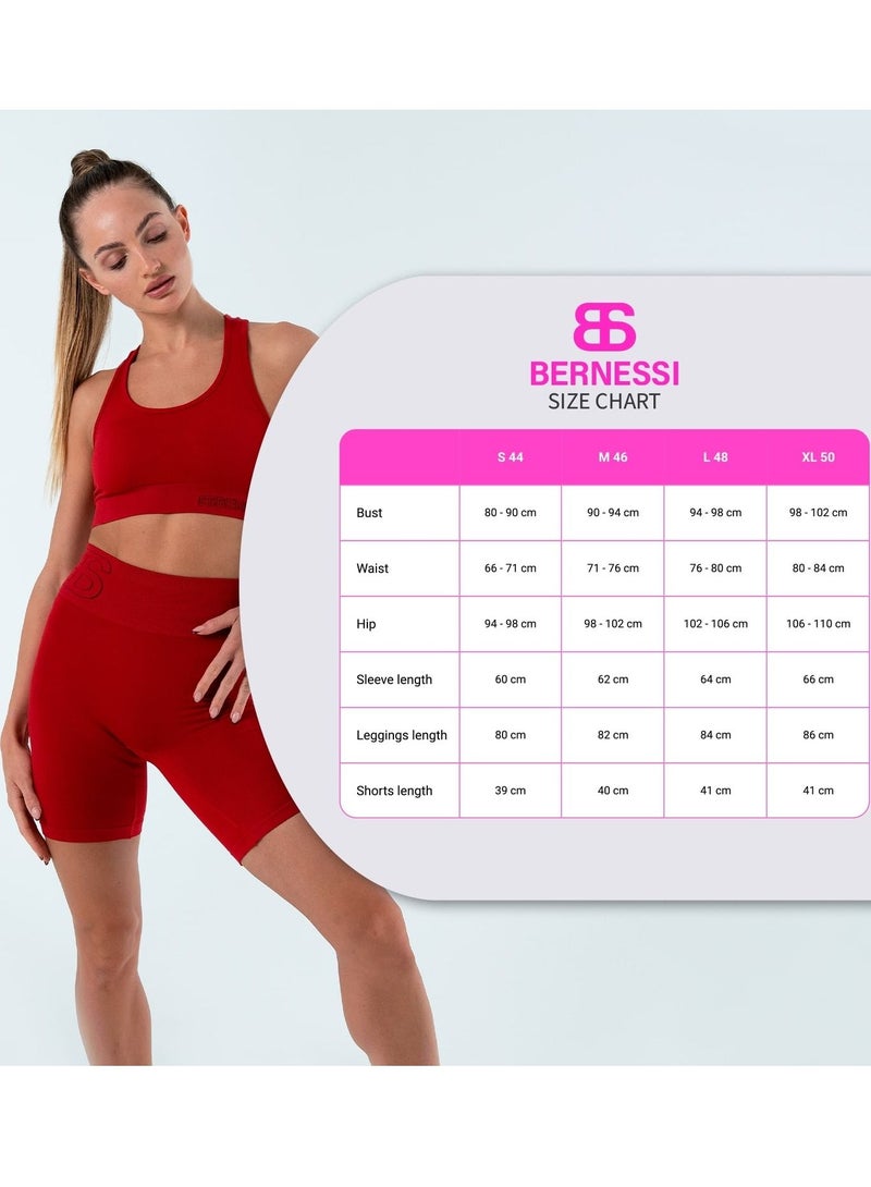 شورت راكب الدراجة النارية بخصر مرتفع أحمر قرمزي نسائي
