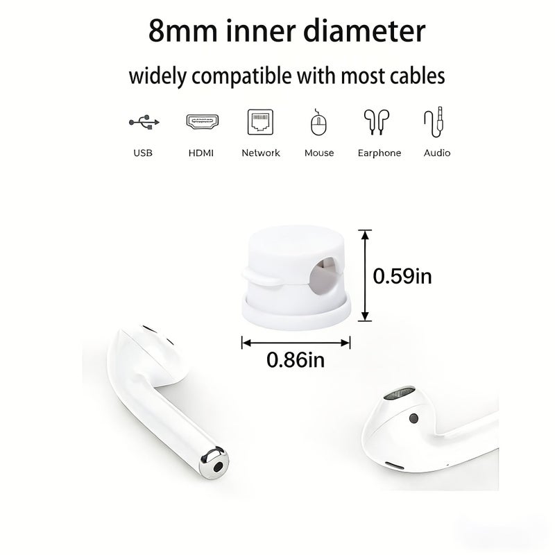 6pcs 360 Degree Rotating Spring Cable Management Desk Cable Organizer Strong Adhesive Cable Clips Desktop Additions Adjustable Cable Holders For Nightstands Home Office And RV White - Image 5