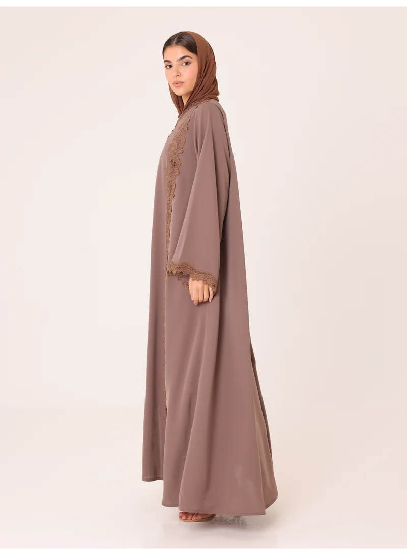 Ikkxa  Mahogany Lace Abaya for Women | Best Price UAE