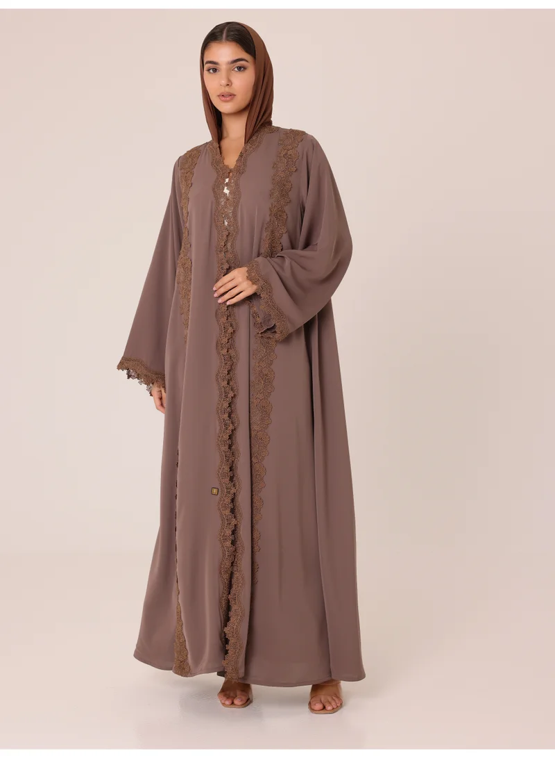Ikkxa  Mahogany Lace Abaya for Women | Best Price UAE