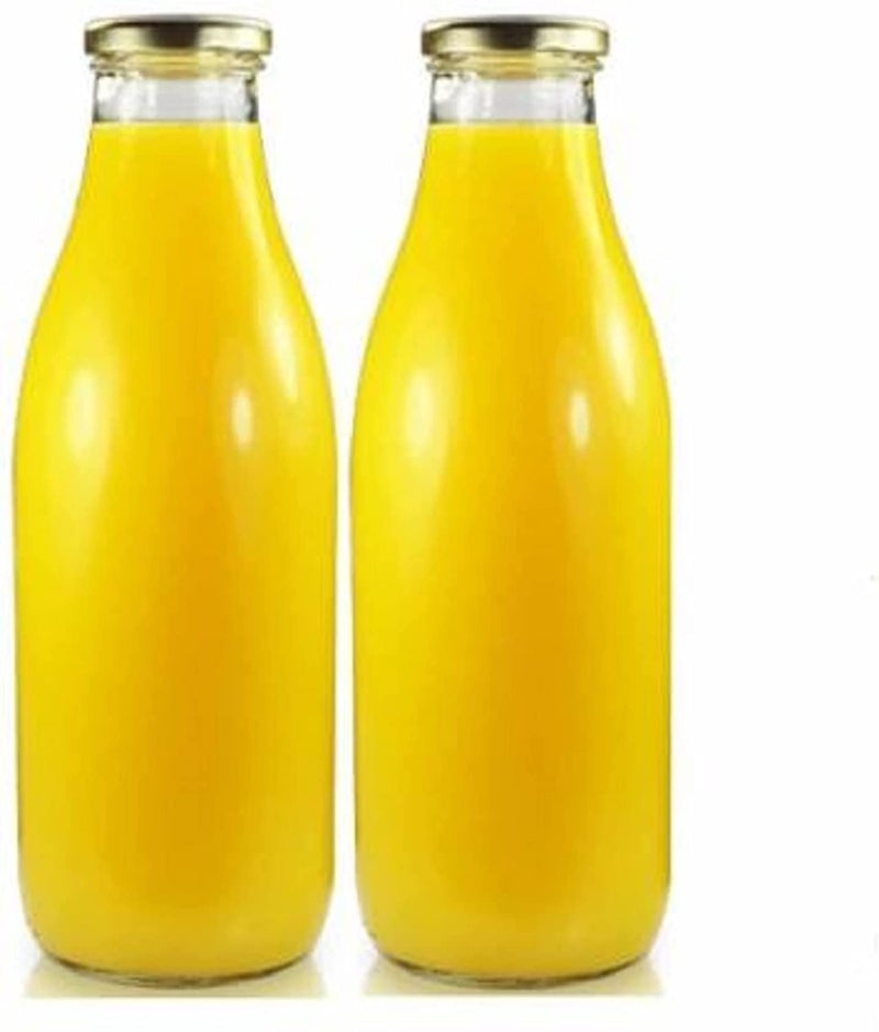 ROSEFINCH Milk Water And Juice Glass Bottle With Air Tight Cap 500 Ml Set Of 2 bottles for fridge storage bottles for fridge liquid storage containers Multicolor - Image 2