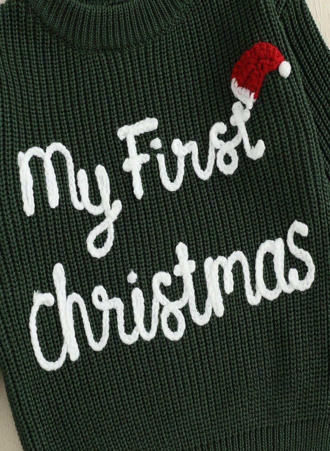 MoZiKQin Baby Christmas Outfit Boy Girl First Christmas Sweater Infant Toddler Knit Ugly Sweaters Fall Winter Clothes (Christmas Hat-Green, 9-12 Months) - Image 5