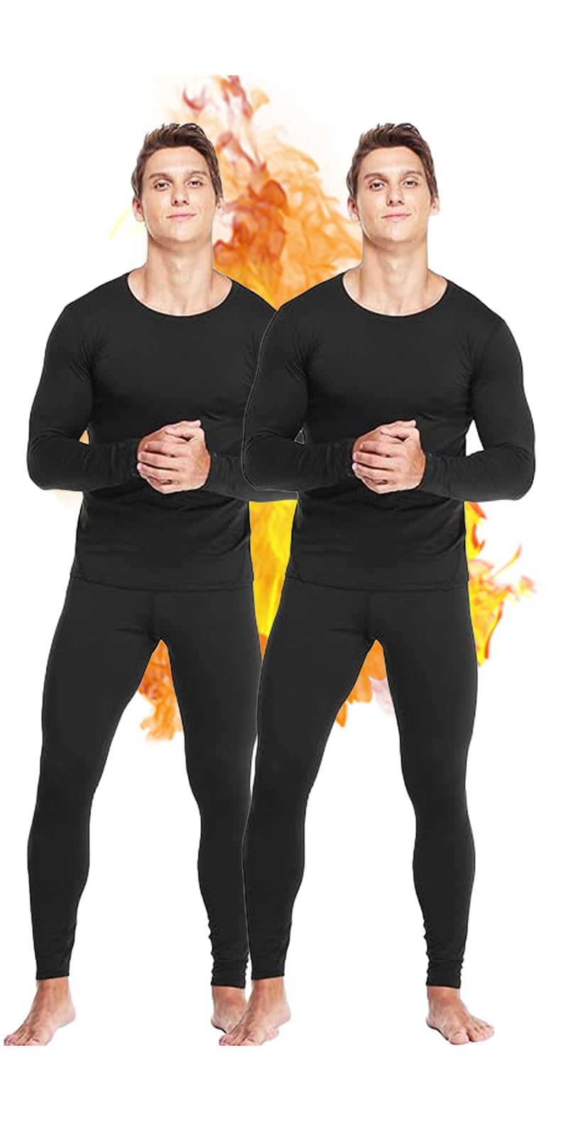 TEEPIRE 2Pack Mens Thermal Underwear Set with Lightweight Ultra Soft Fleece Lined,Long John Set, Skiing Base Layer - Image 1