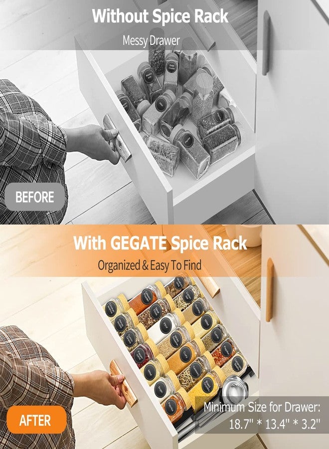 FEELING MALL 4 Tier Spice Organizer Shelf for Kitchen Drawer Display, Kitchen Spice Rack Tray for Drawer | Expandable Spice Rack Drawer Organizer for Kitchen Cabinets-4Pcs, Black - Image 5