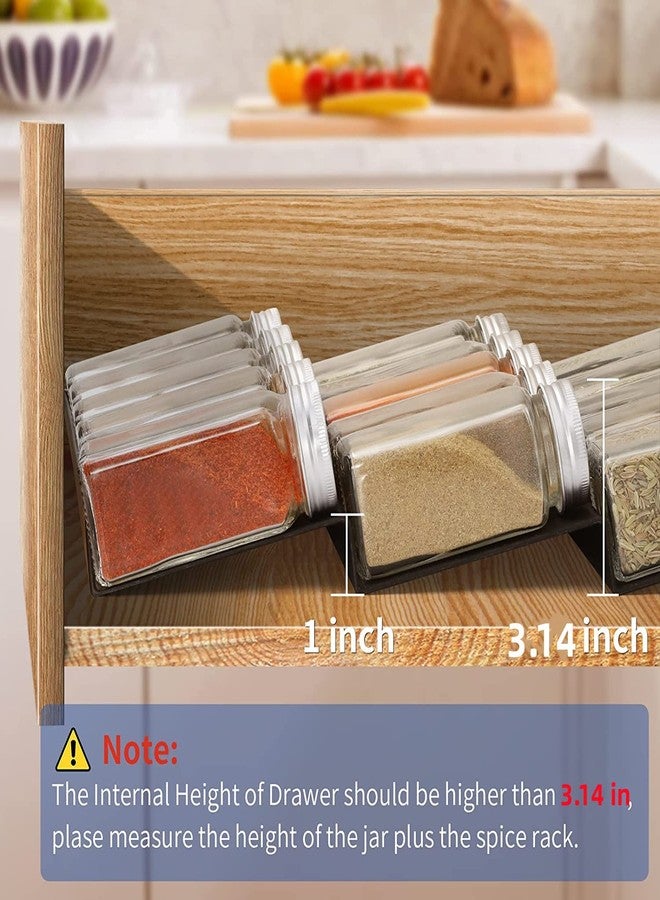 FEELING MALL 4 Tier Spice Organizer Shelf for Kitchen Drawer Display, Kitchen Spice Rack Tray for Drawer | Expandable Spice Rack Drawer Organizer for Kitchen Cabinets-4Pcs, Black - Image 4