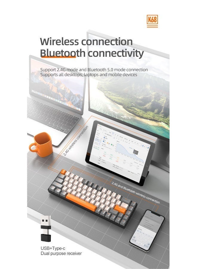 Free wolf Freewolf K68 Bluetooth Wireless Dual-Mode Mechanical Keyboard - Image 3