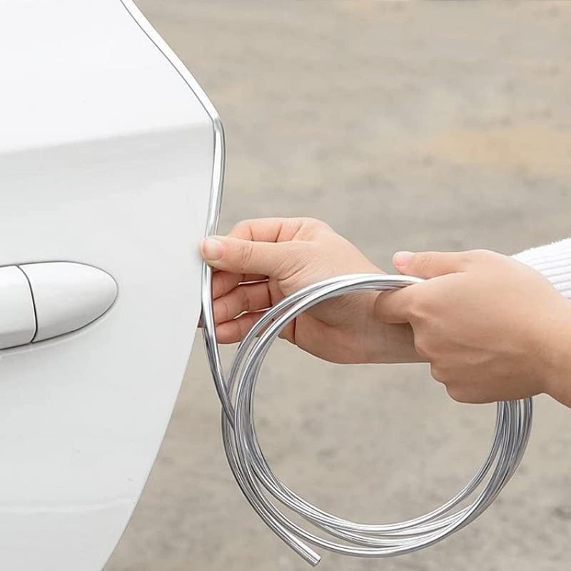 Zikra Car Door Edge Guards, Universal U Shape Custom Chrome Plated DIY Moulding Trim Strip Line for Sedan Car Pickup Air Vent Door Edge Decoration (Silver) - Image 1