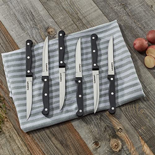 Cuisinart Knife Set, 6pc Steak Knife Set with Steel Blades for Precise Cutting, Lightweight, Stainless Steel & Durable, C77TR-6PSK, Black - Image 4