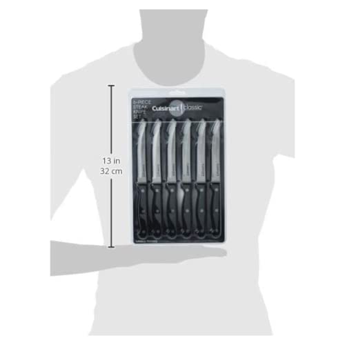 Cuisinart Knife Set, 6pc Steak Knife Set with Steel Blades for Precise Cutting, Lightweight, Stainless Steel & Durable, C77TR-6PSK, Black - Image 2