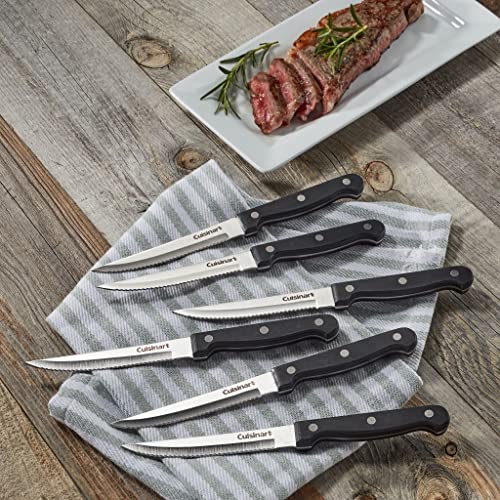 Cuisinart Knife Set, 6pc Steak Knife Set with Steel Blades for Precise Cutting, Lightweight, Stainless Steel & Durable, C77TR-6PSK, Black - Image 3