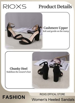 Women's Chunky Heel Sandals, 8cm Block Platform High Heels Sandals, Open Toe Ankle Strap Heeled Shoes, Fashion Casual Heel Shoes for Ladies Women, Anti-slip Strappy Buckle Sandals, Stylish Heeled Sandals for Parties, Weddings, Proms, Dating, Daily Wear, Classic Black Footwer Women's Comfort - view 4